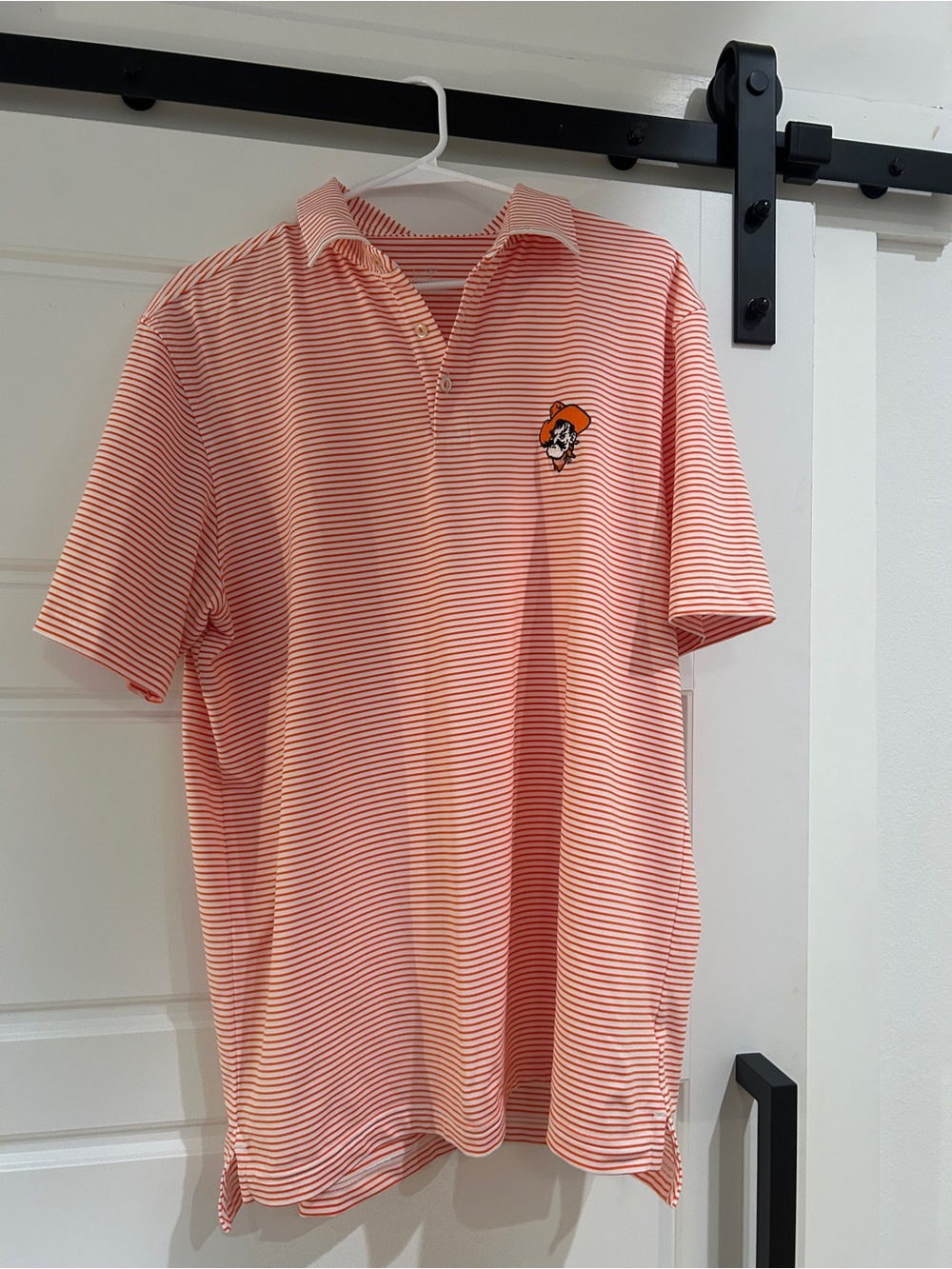 Men's Orange Striped Oklahoma State polo